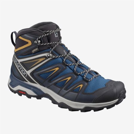 Salomon X ULTRA 3 MID GTX Mens Hiking Boots Blue UK UOLT